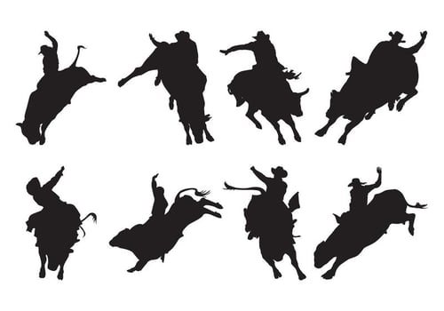 Free Bull Rider Silhouettes Vector