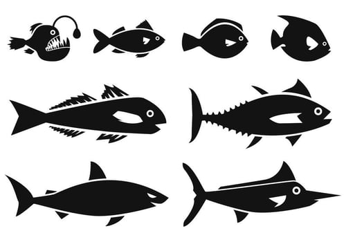 Ocean Fish Icons Vector