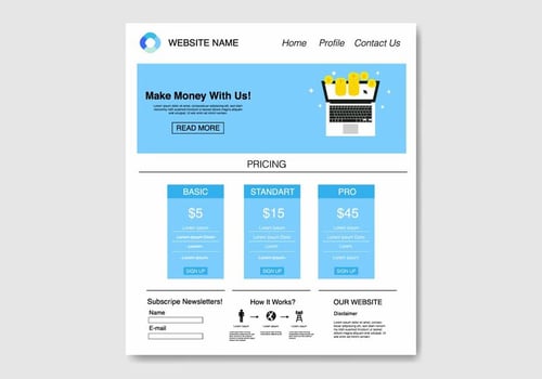 Free Blue Flat Template  Website Vector