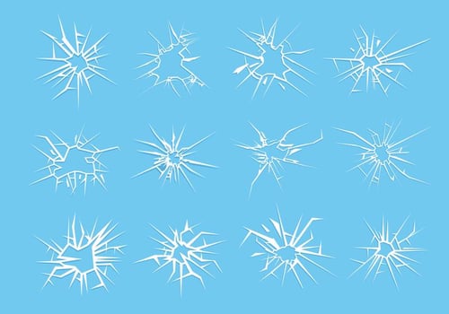 Broken Window In Blue Background vector