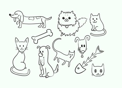 Cute Cat and Dog Vectors