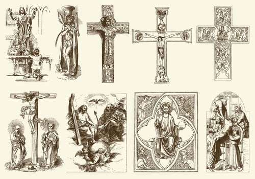 Vintage Jesus Illustrations vector