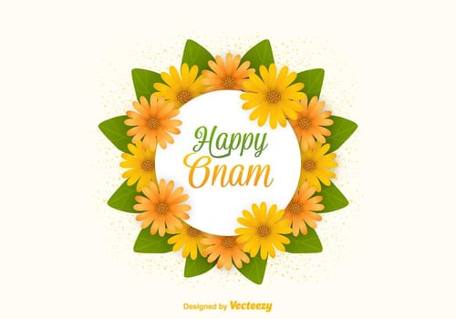 Vector Happy Onam Flowers Card