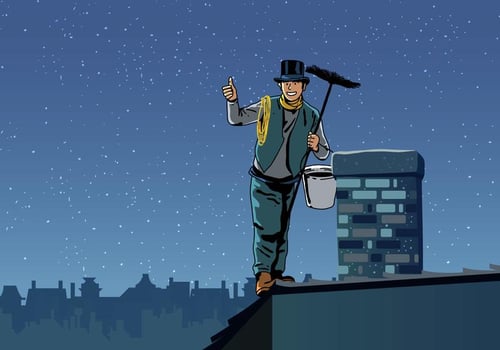 Chimney Sweep Holding Sweeper vector