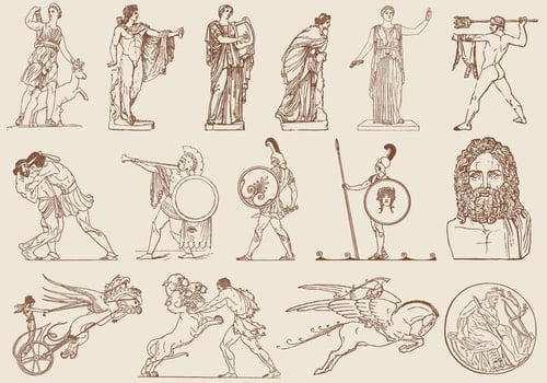 Brown Greek Art Illustrations vector