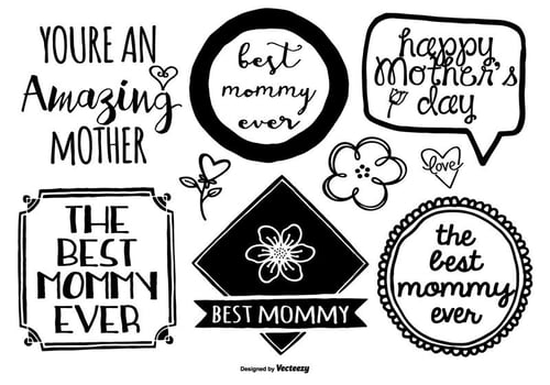 Hand Drawn Mother's Day Label Set vector
