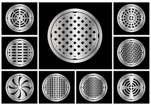 Manhole cover circle vector set