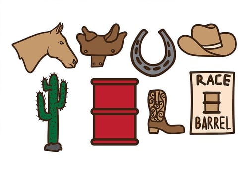 Old West Barrel Racing Vectors