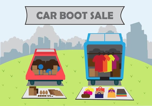 Illustration car boot sale vector