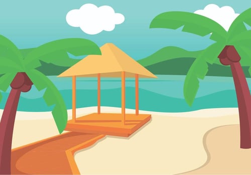 Cozy Gazebo In The Beach vector