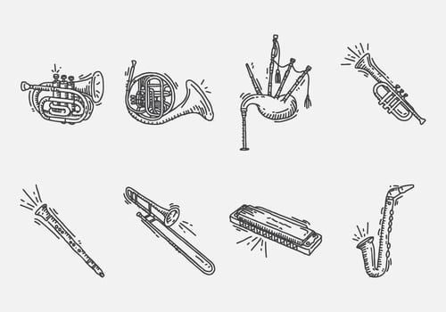 Hand Drawn Instrument Icon vector