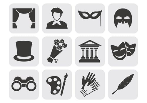 Theater Acting Perform Icons Vector
