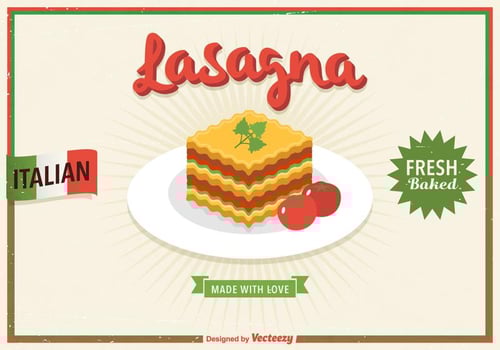 Free Lasagna Retro Vector Poster