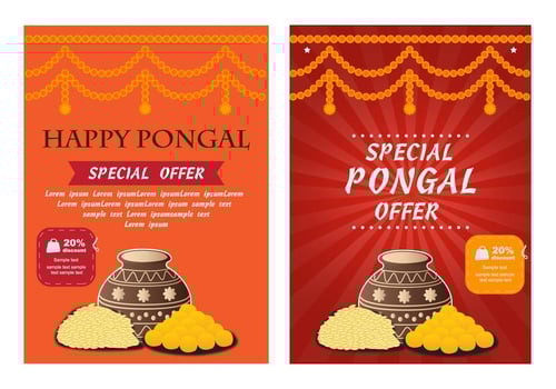 Happy Pongal Poster Flyer Vector