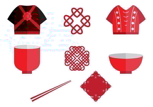 Chinese Wedding Icon Element vector