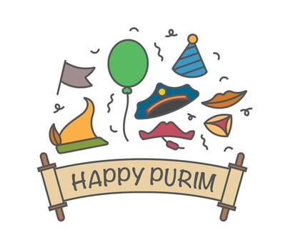 Happy purim vector icons