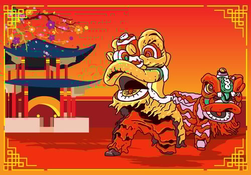 Lion Dance Chinese New Year Design vector