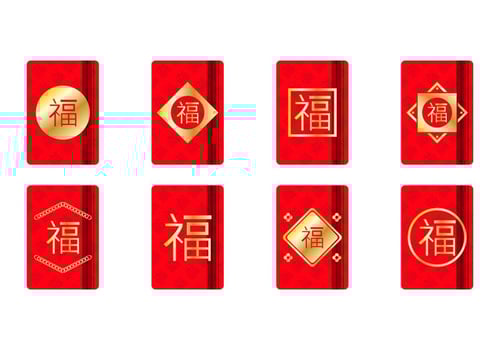 Free Golden Chinese Red Packet Template vector