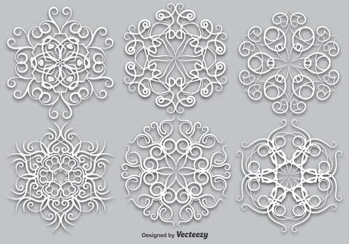 Vector Set Of Elegant White Snowflakes - Vector