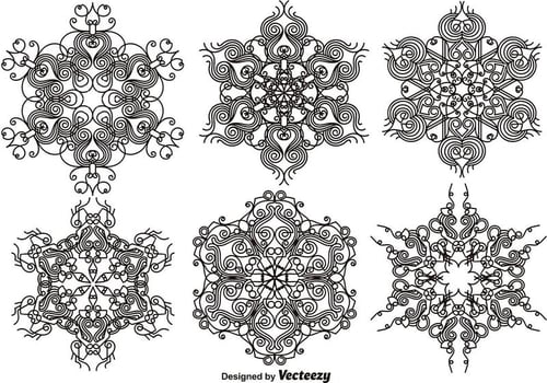 Elegant Ornamental Snowflakes - Vector set