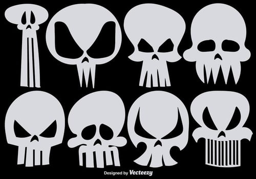 Set of Vector Hand Drawn Skulls