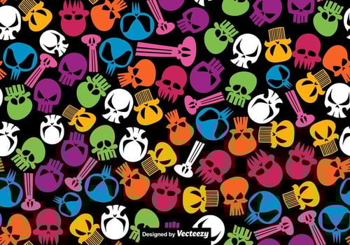 Vector Seamless Pattern Of Hand Drawn Skulls