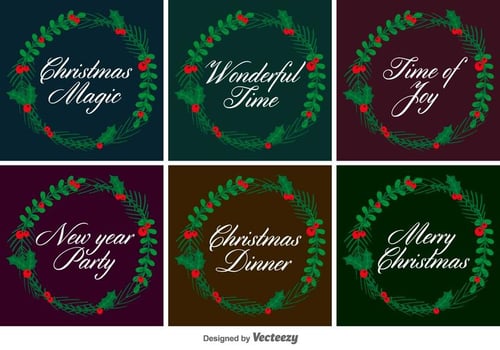 Typographic Christmas Vector Wreaths