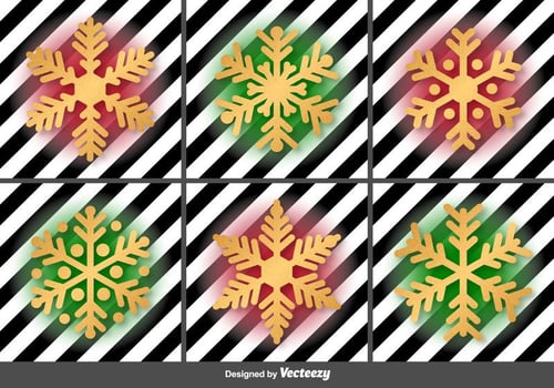 Golden Snowflakes Vector Icons