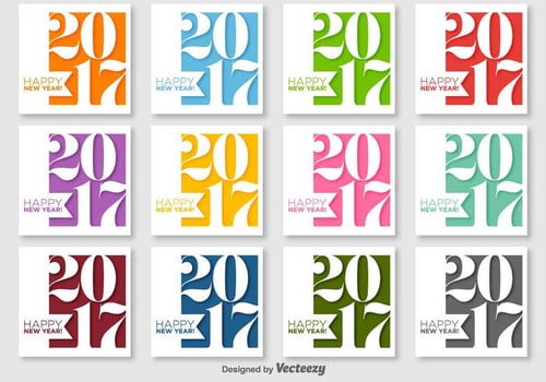 Happy New Year 2017 Vector Labels