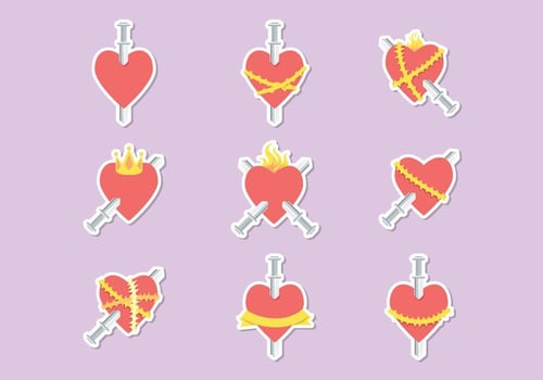 Free Sacred Heart Sticker Vectors