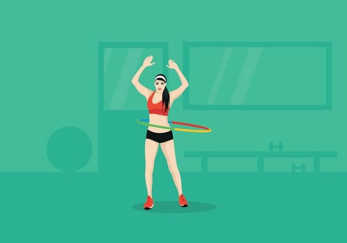 Beautiful Woman Exercising With Hula Hoop vector