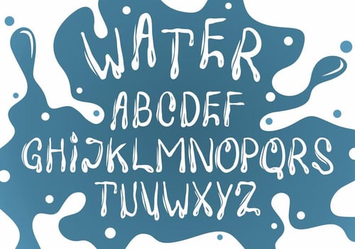 White Water Font Vector Set