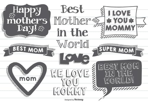 Hand Drawn Mother's Day Labels vector