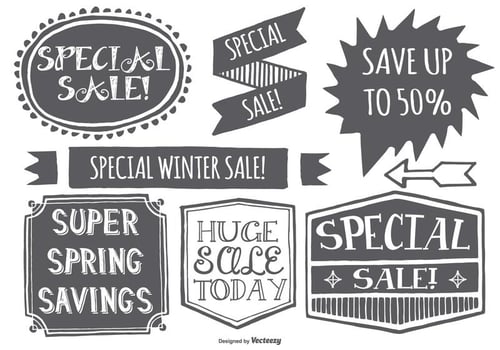 Hand Drawn Style Promotional Sale Labels vector