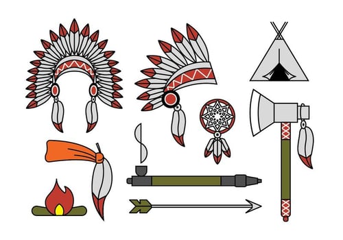 Indian chief mascot and headdress vectors