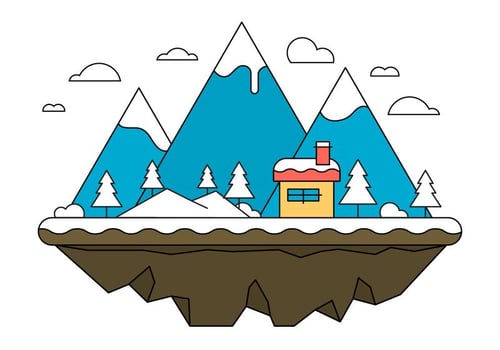Blue Landscape Island Vector Illustration