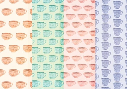 Vector Watercolor Mugs Patterns