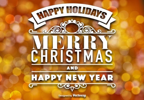 Vector Merry Christmas Orange Color Bokeh