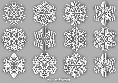Set Of Vector White Snowflakes