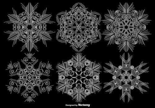 Vector Set Of Ornamental Snowflakes