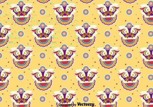 Funny Lion Dance Seamless Pattern vector
