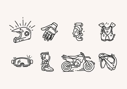 Hand Drawn Dirt Bike Icons vector