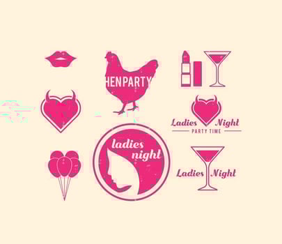 Retro Hen Party Design Elements vector