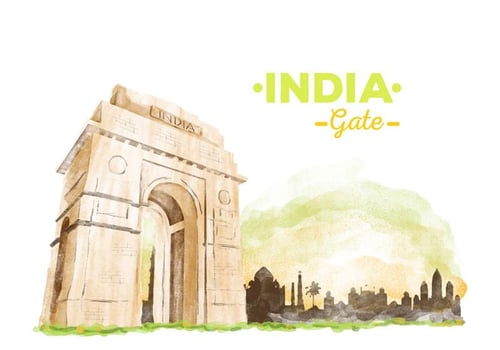Free India Gate Watercolor Vector