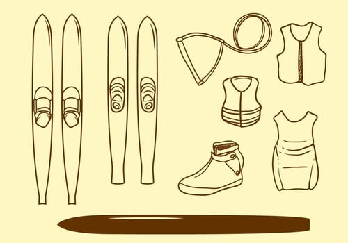 Hand Drawn Water Skiing Vector