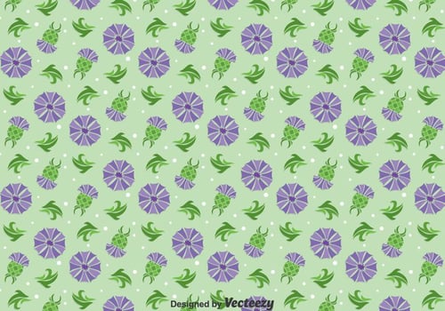 Thistle Flowers Ornament Seamless Pattern vector