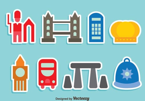 United Kingdom Element Colorful Icons Vector