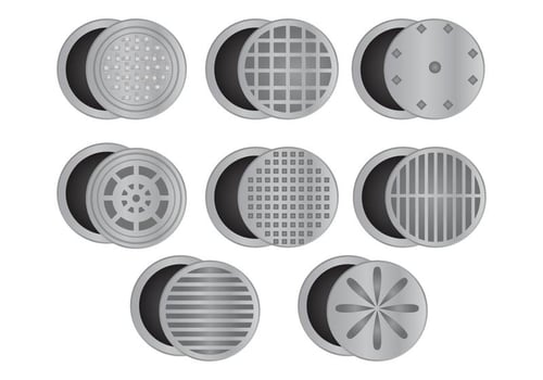 Set Of Manhole With White Background vector