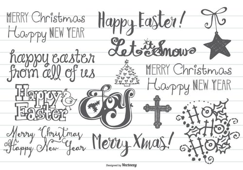 Hand Drawn Christmas  Easter Doodles vector