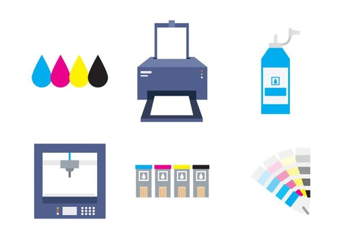Set of Prints and Printer vector